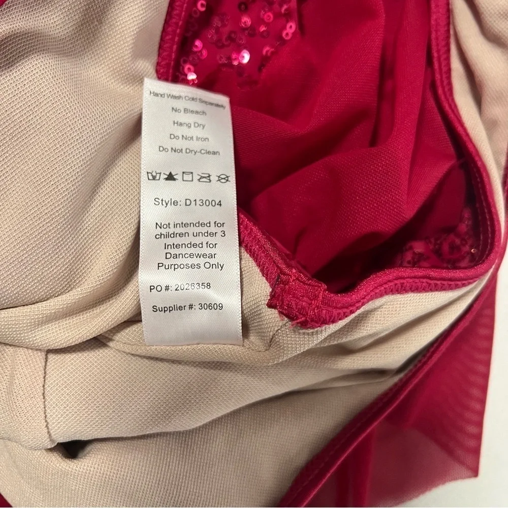 Weissman Baby Hold On LC Large (12-14) Red D13004 Sequin Performance Leotard EUC